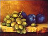 Gita Hazrati, Grape & Plums - Oil on Board 5x7