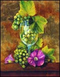 Gita Hazrati, Grape in a Glass - 10x8 Oil on Goldleaf Board