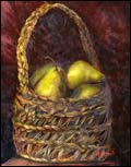 Gita Hazrati, Pear in the Basket - Oil on Linen 14x11
