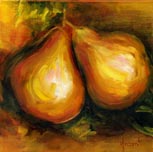 Gita Hazrati, Two Pears, - Oil on Linen 10x10